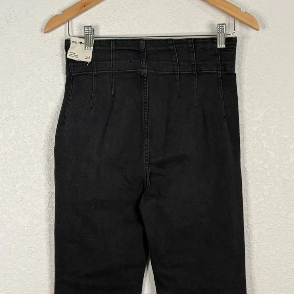 NWT Free People Jayde High Rise Flare leg black jeans Boho Gypsy Festival Hippie
